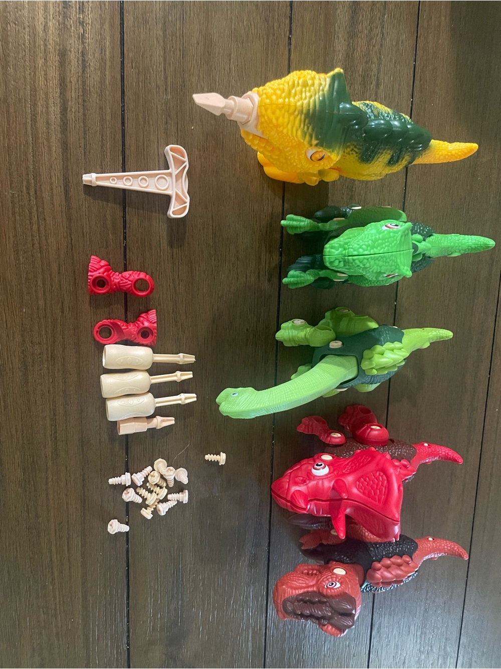 Colorful Dino Take Apart Toy Set - Red, Green, Yellow